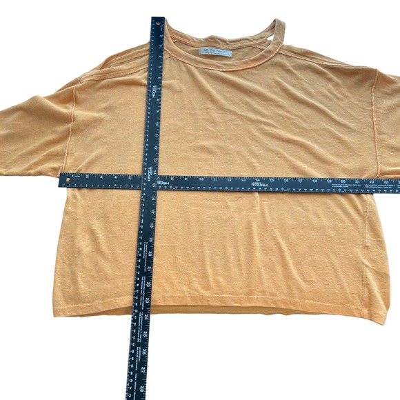 Free People We The Free Coastal Cruising Long Sleeve Tee Peach Raw Seam Small - Picture 4 of 7